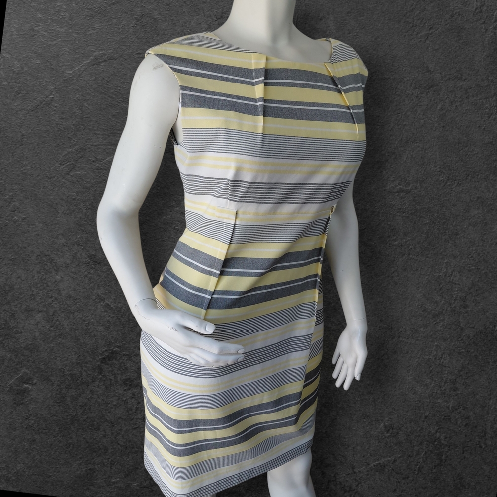 Calvin Klein Yellow and Gray Striped Dress